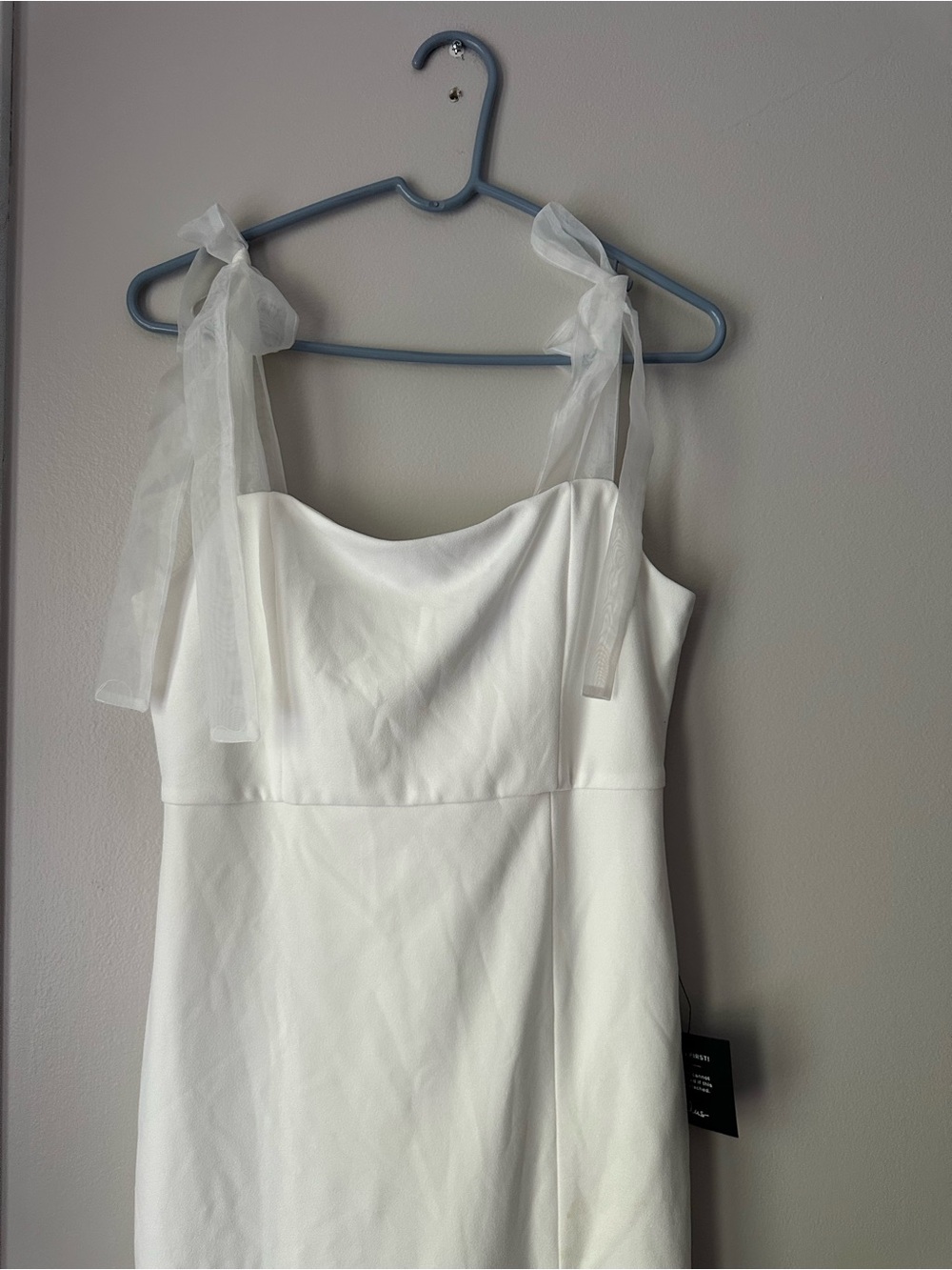 Lulu's White Strapless Tie-Shoulder Cowl Dress